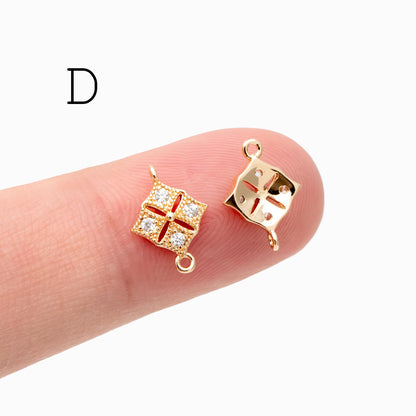 10pcs Gold Flower Charms , 18K Gold plated Brass, Floral Connector Pendants (GB-3780)