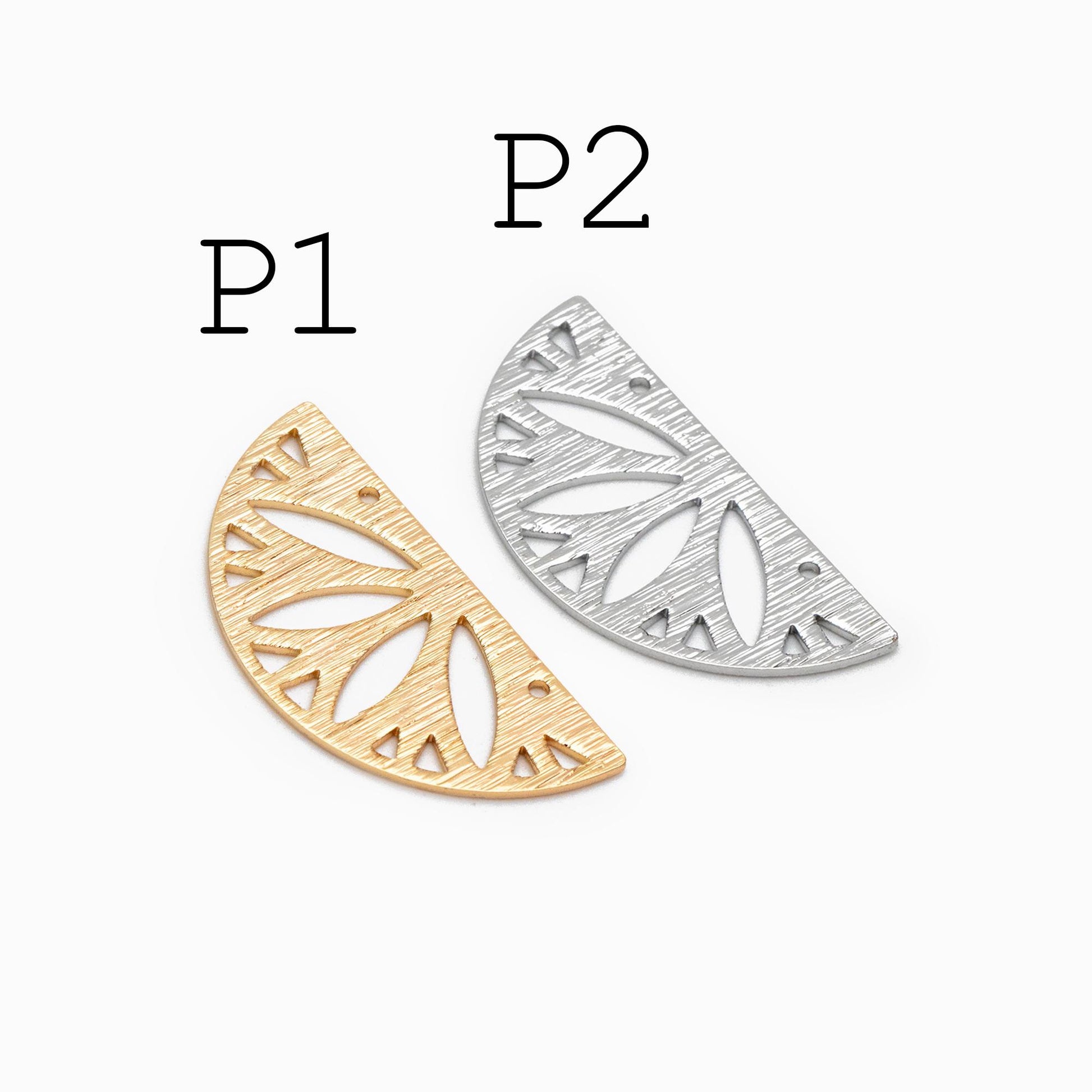 10pcs Gold/ Silver Brushed Geometric Charm Connectors, 18K Gold/ Rhodium Plated Brass Earring Findings (GB-3817)