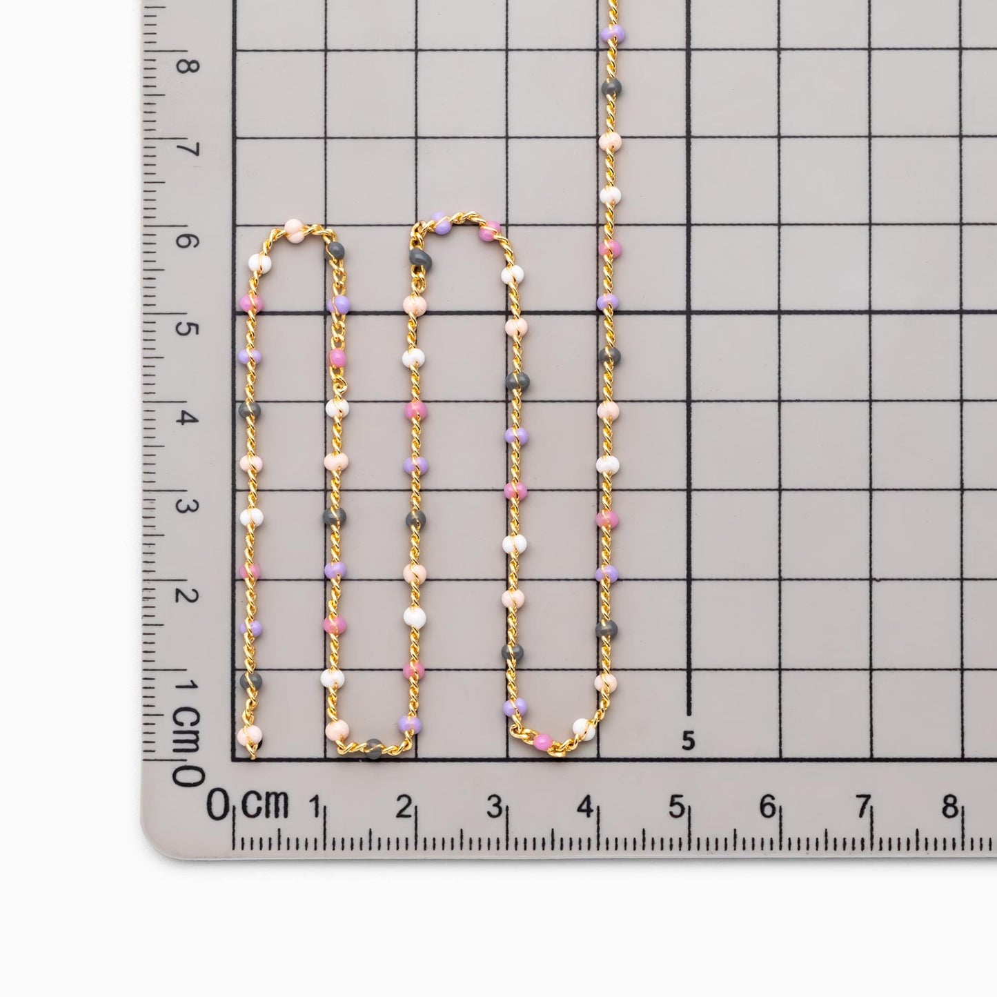 Rainbow Enamel Bead Chains 1.8mm, 18K Gold plated Brass Beaded Chain Wholesale (#LK-623)/ 1 Meter=3.3ft