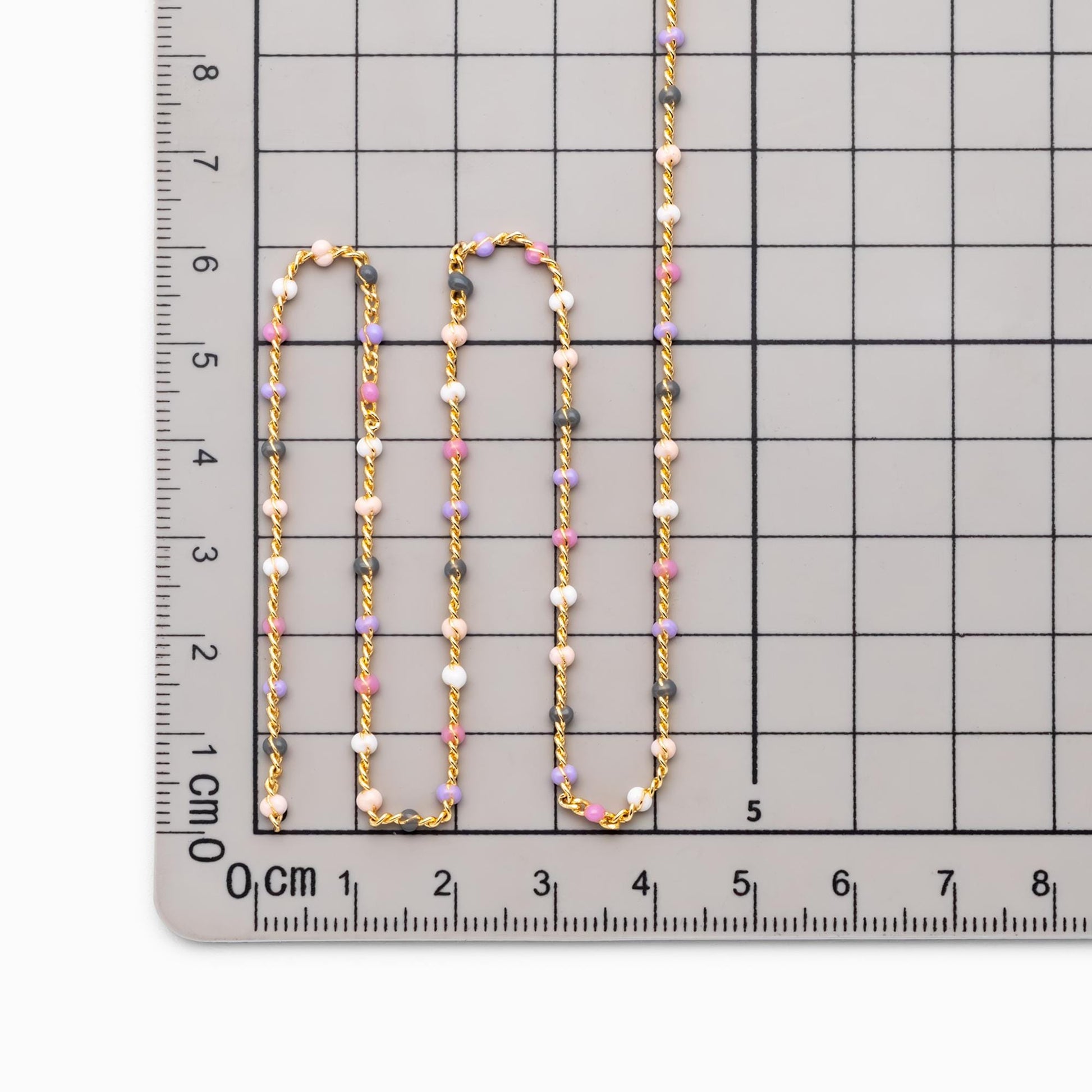 Rainbow Enamel Bead Chains 1.8mm, 18K Gold plated Brass Beaded Chain Wholesale (#LK-623)/ 1 Meter=3.3ft