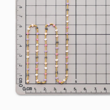 Rainbow Enamel Bead Chains 1.8mm, 18K Gold plated Brass Beaded Chain Wholesale (#LK-623)/ 1 Meter=3.3ft