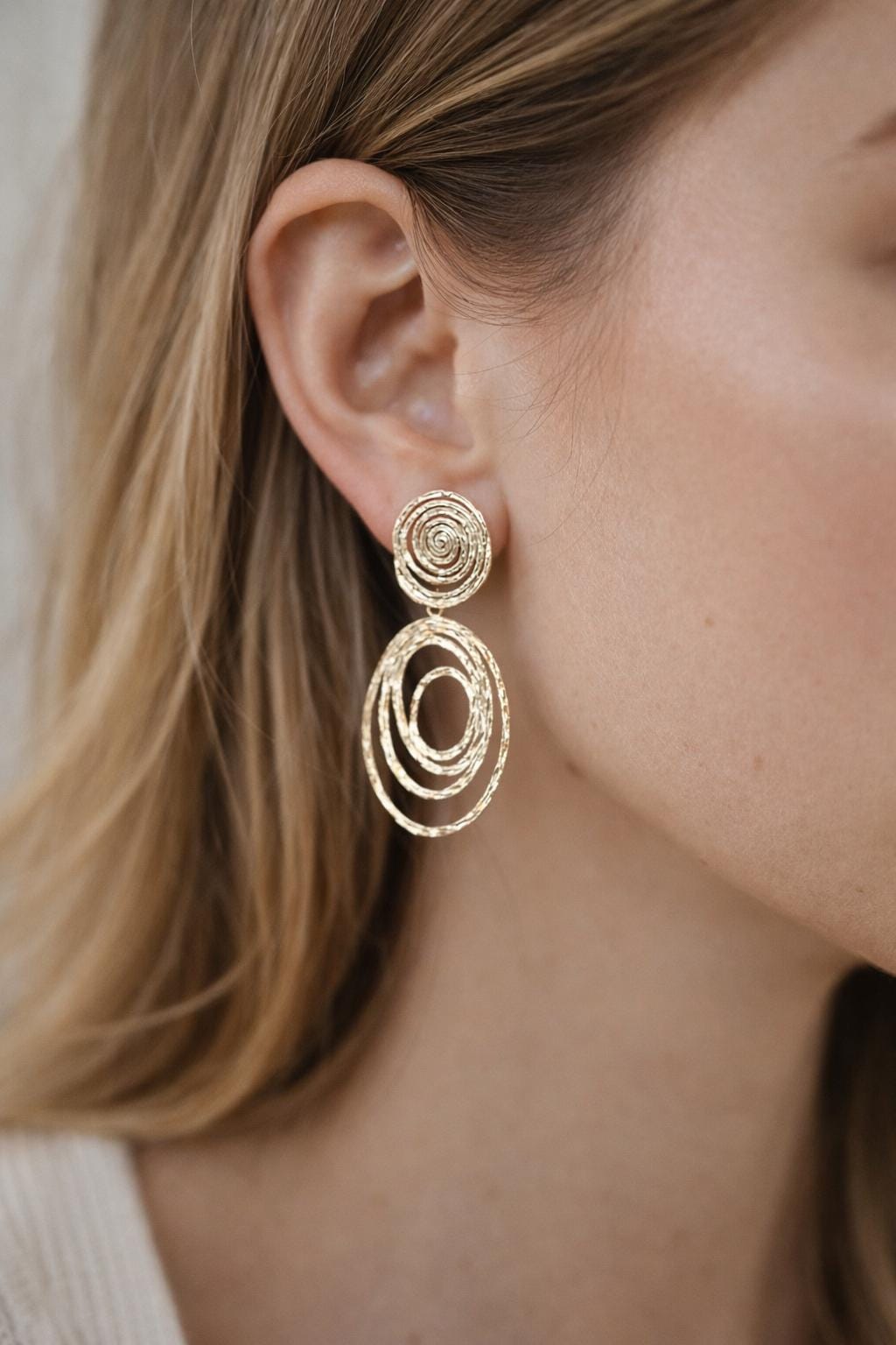 Gold/ Silver Vortex Earrings, Swirl Stud Earrings, Everyday Earrings, Handmade Earrings, Gift For Her (ER-094)