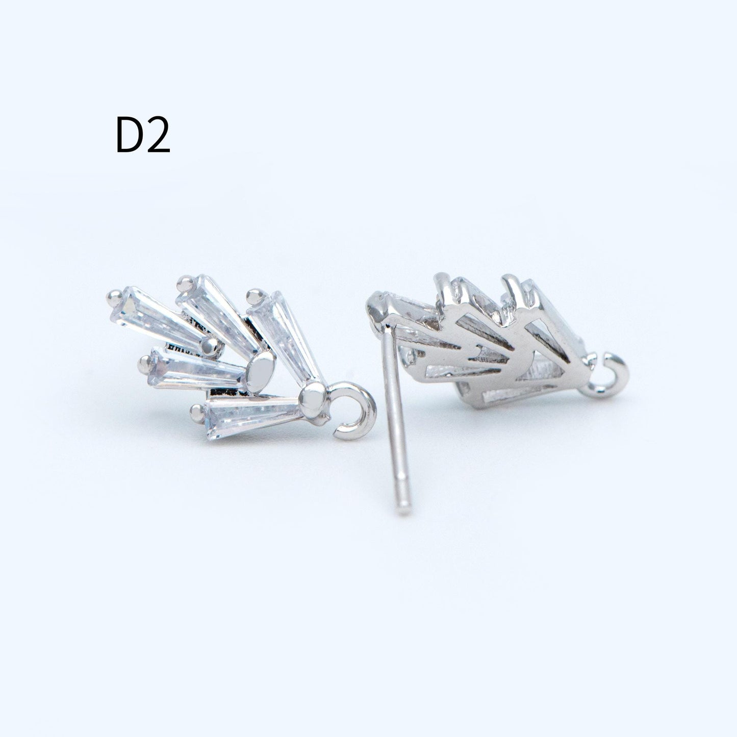 4pcs CZ Pave Heart Earring with Loop, Gold Plated Brass leaf Stud Earrings, Teardrop Earring, Wholesale Supplies (GB-3328)