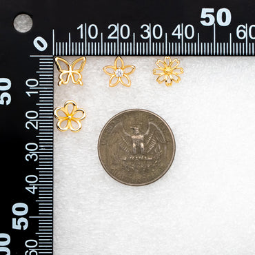 10pcs Gold/ Silver Hollow Butterfly Stud Earrings, Gold/ Rhodium plated Brass, Jewelry Supplies (GB-4323)