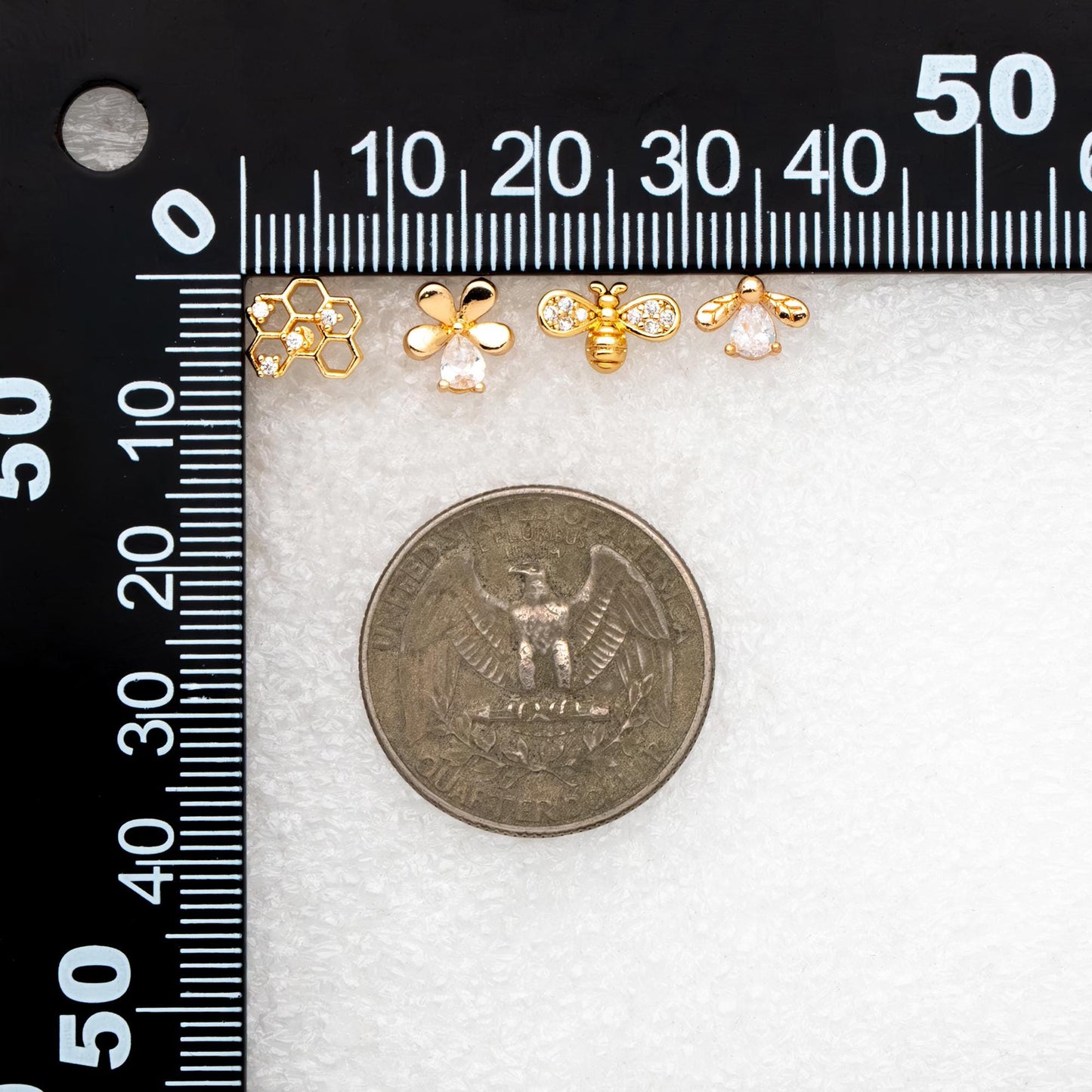 10pcs CZ Pave Gold Flower Earrings, Gold Plated Brass, Dainty Flower Stud Earrings (GB-4261)