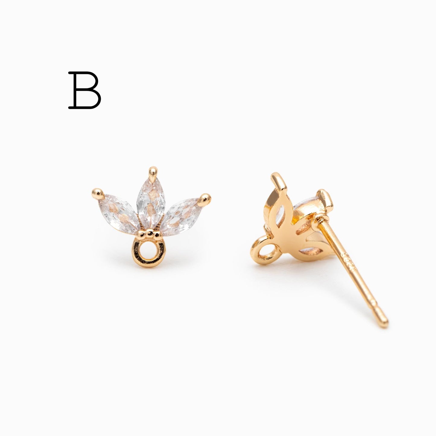 4pcs CZ Pave Gold Dainty Earrings, 18K Gold plated Brass, Earring Findings, Jewelry Making, Diy Material, Jewelry Supplies (GB-310)