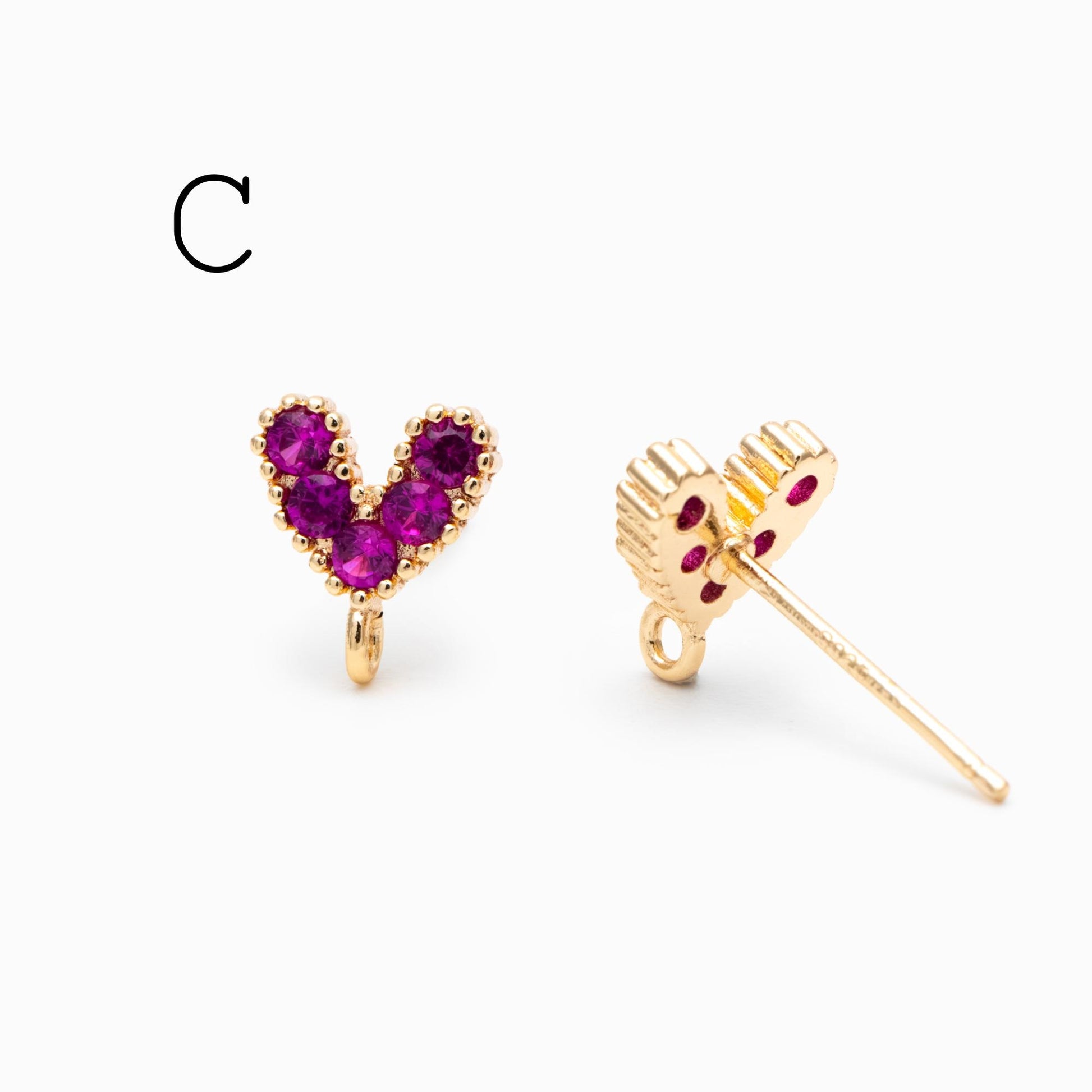 4pcs CZ Pave Gold Dainty Earrings, 18K Gold plated Brass, Earring Findings, Jewelry Making, Diy Material, Jewelry Supplies (GB-310)