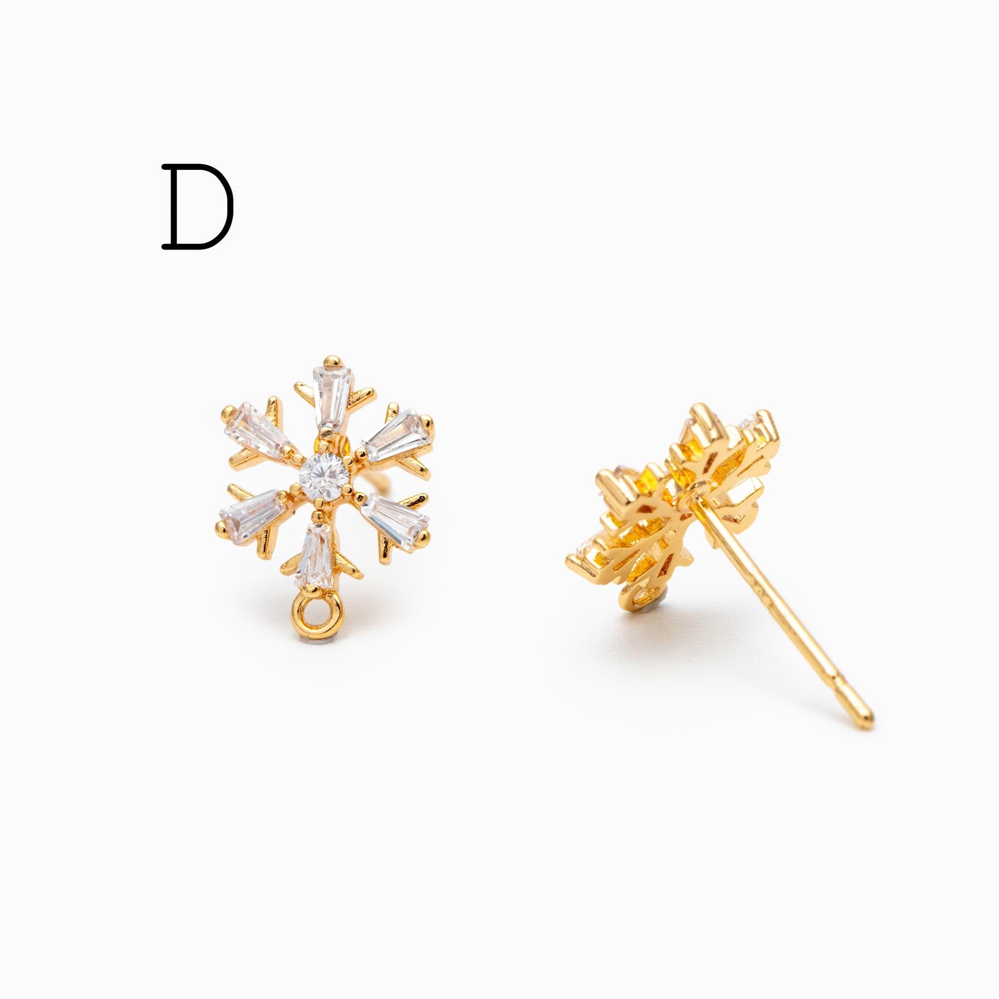 4pcs CZ Pave Gold Dainty Earrings, 18K Gold plated Brass, Earring Findings, Jewelry Making, Diy Material, Jewelry Supplies (GB-310)
