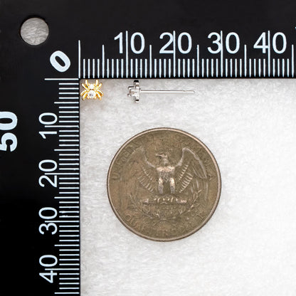 10pcs CZ Pave Gold Tiny Spider Earrings 5mm, Gold Plated Brass Araneid Stud Earrings (GB-4771)