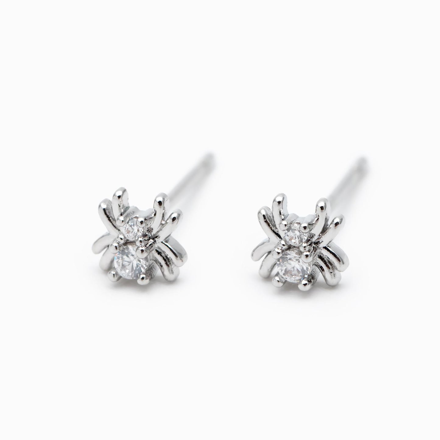 10pcs CZ Pave Gold Tiny Spider Earrings 5mm, Gold Plated Brass Araneid Stud Earrings (GB-4771)