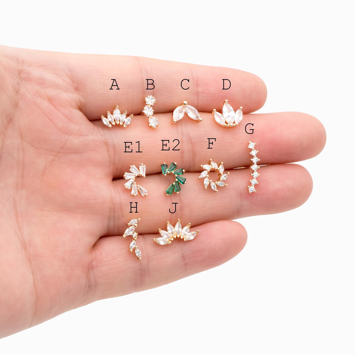 4pcs CZ Pave Dainty Earring, 18K Gold Plated Brass, Jewelry Making, Diy Material, Jewelry Supplies (GB-3369)