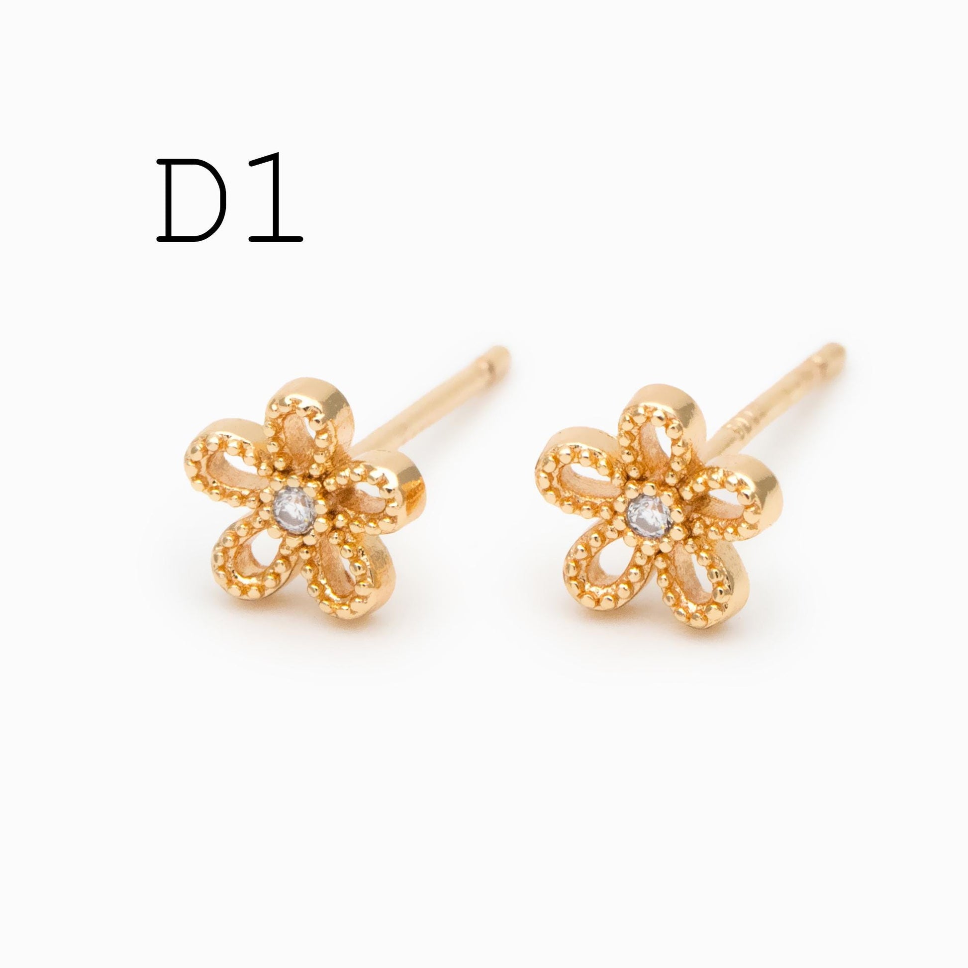 10pcs CZ Pave Gold/ Silver Leaf Earrings, 18K Real Gold/ Rhodium Plated Brass, Dainty Stud Earrings (GB-4759)