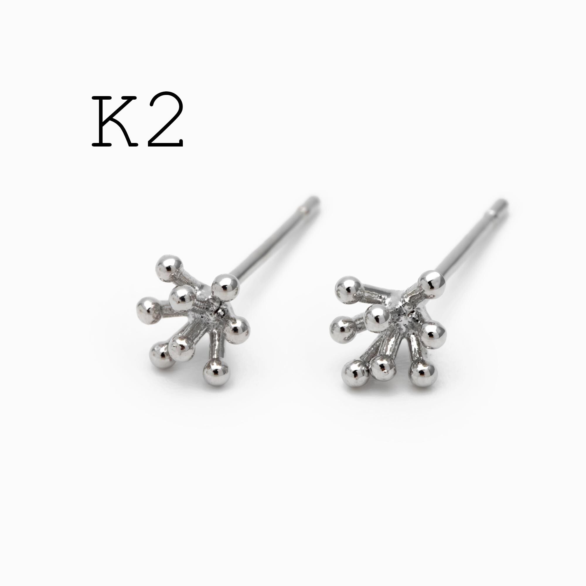 10pcs CZ Pave Gold/ Silver Flower Leaf Earrings, 18K Real Gold/ Rhodium Plated Brass, Dainty Stud Earrings (GB-3381)