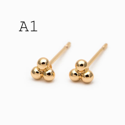 10pcs Gold Minimalist Earrings, 18K Gold Plated Brass, Tiny Stud Earrings (GB-4217)