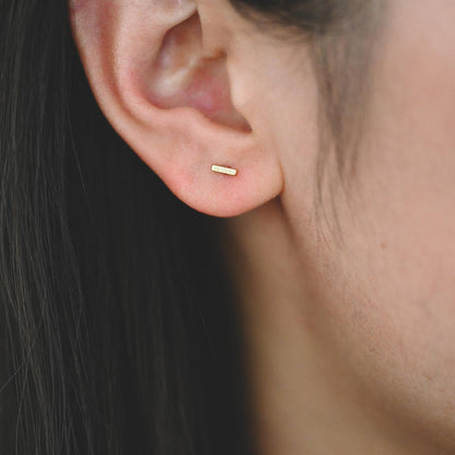 10pcs Gold Minimalist Earrings, 18K Gold Plated Brass, Tiny Stud Earrings (GB-4217)