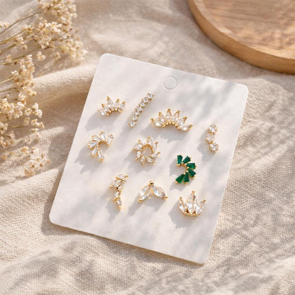 4pcs CZ Pave Dainty Earring, 18K Gold Plated Brass, Jewelry Making, Diy Material, Jewelry Supplies (GB-3369)