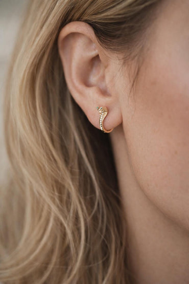 10pcs Cobra Hoop Earrings, Gold Huggie Earrings, Snake Huggie Hoops (GB-4718)