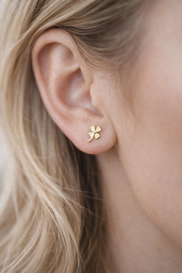 10pcs Gold/ Silver Tone Clover Earrings, Dainty Flower Stud Earrings (GB-4731)