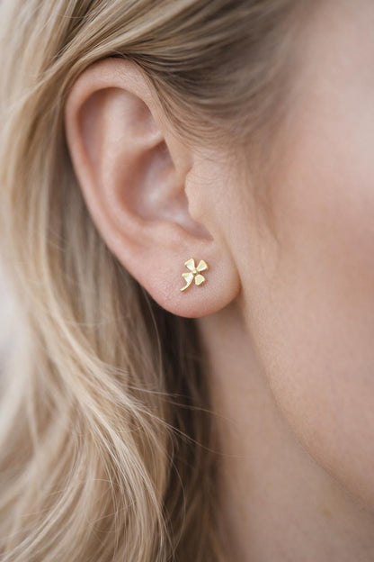 10pcs Gold/ Silver Tone Clover Earrings, Dainty Flower Stud Earrings (GB-4731)
