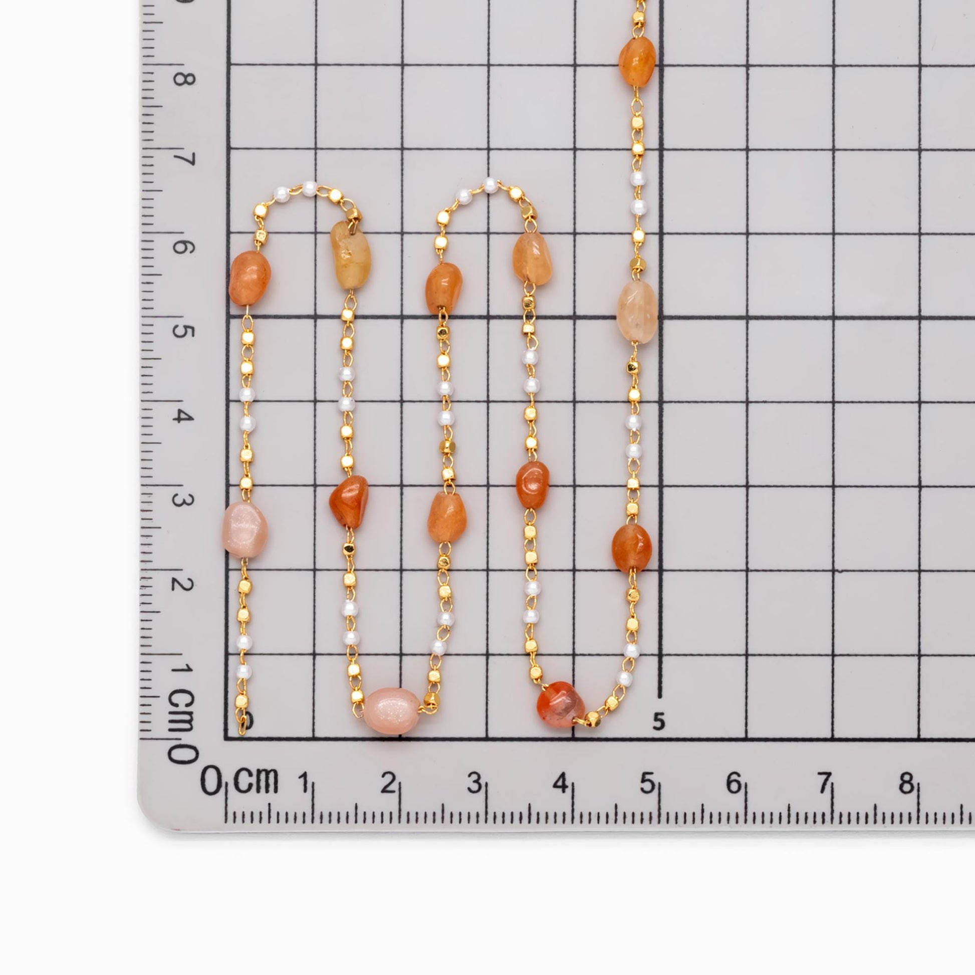 Gemstone Beaded Chain, 18K Gold plated Brass, Faux Pearl Bead Chain Wholesale (#LK-625)/ 1 Meter=3.3ft