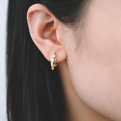4pcs Gold Click-in Style Stud Earring, Leverback Earring with Loop, Earring Finding Wholesale (GB-3904)