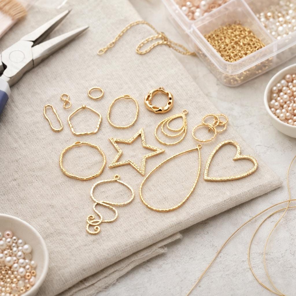 10pcs Gold Geometric Charm Connectors, 18K Gold plated Brass Earring Pendants (GB-2750)