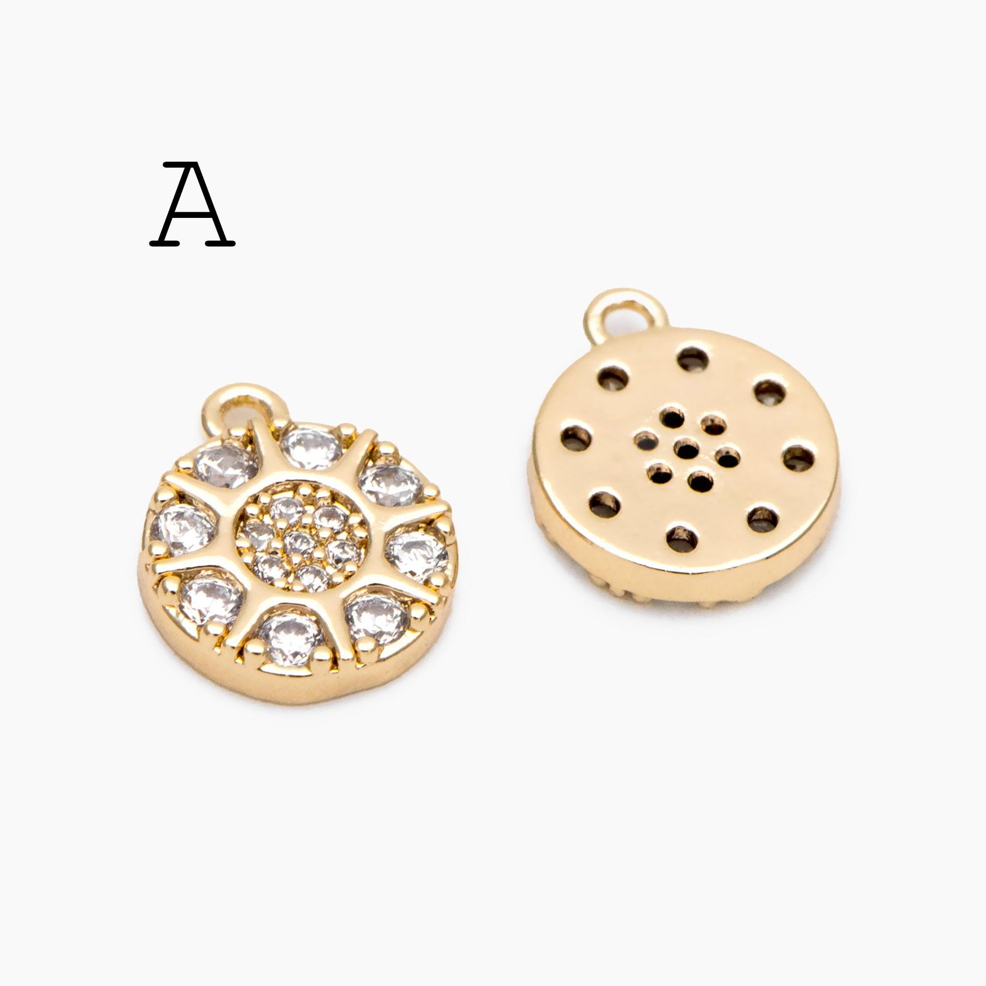 4pcs Gold Round Disc Charms , 18K Gold plated Brass, Jewelry Making, Diy Material, Jewelry Supplies (GB-3464)
