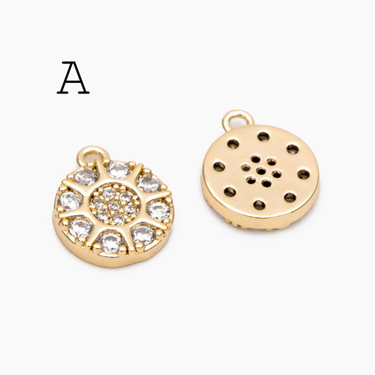 4pcs Gold Round Disc Charms , 18K Gold plated Brass, Jewelry Making, Diy Material, Jewelry Supplies (GB-3464)