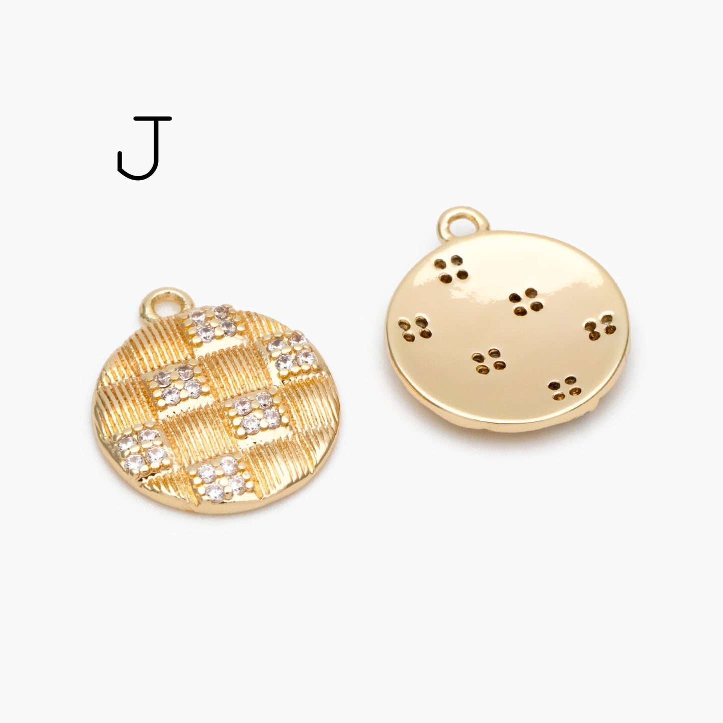 4pcs Gold Round Disc Charms , 18K Gold plated Brass, Jewelry Making, Diy Material, Jewelry Supplies (GB-3464)