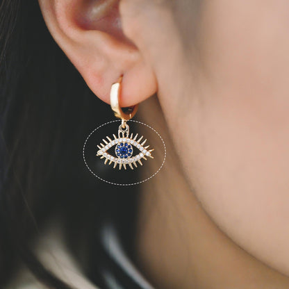 4pcs Gold plated Evil Eye Charms, CZ Pave Eye Pendants, 18K Gold plated Brass, Mystic Eye Jewelry Findings Supplies (GB-1819)