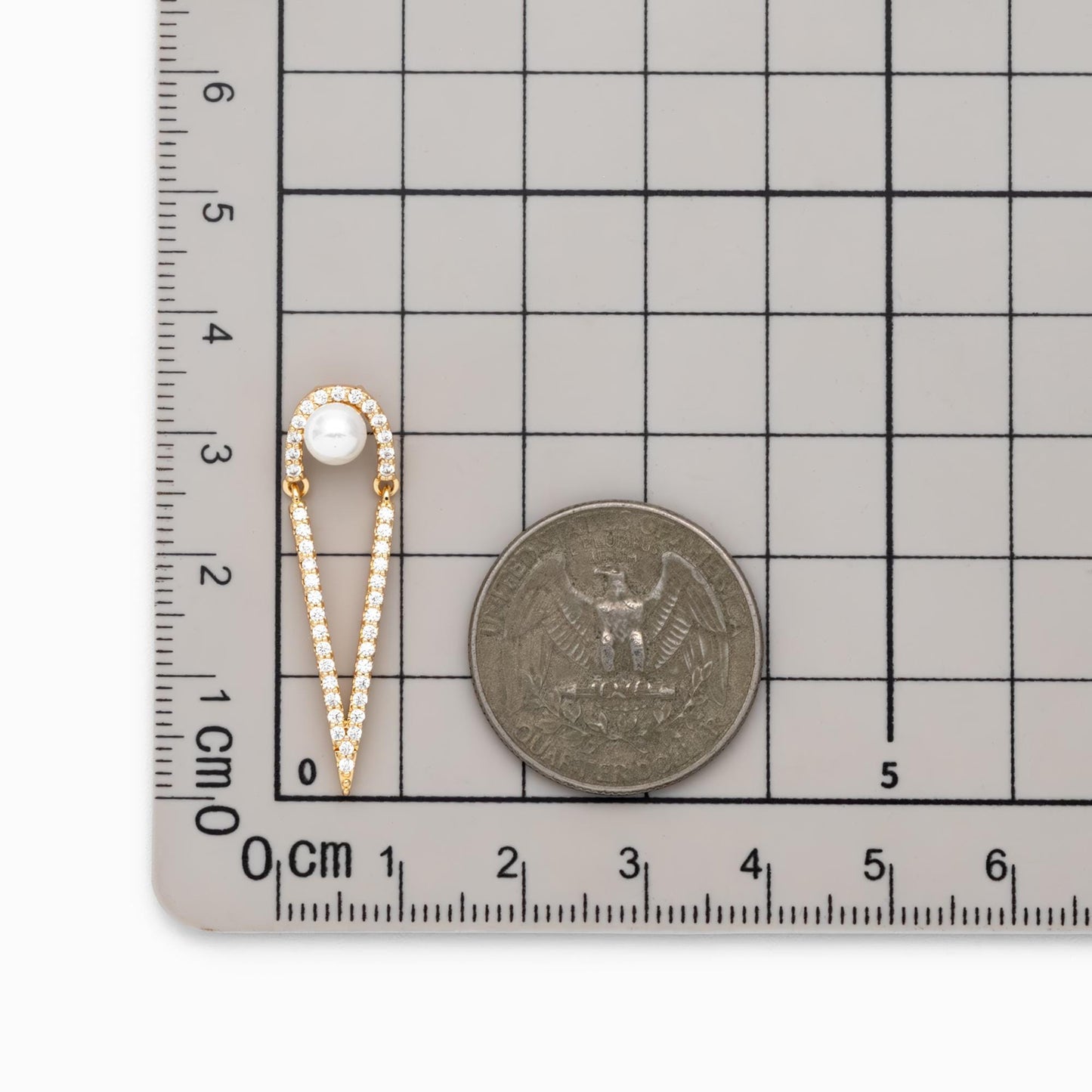 4pcs CZ Pave Gold Necklace Charm, 5mm Glass Imitation Pearl & Zirconia Pendant (GB-1498)