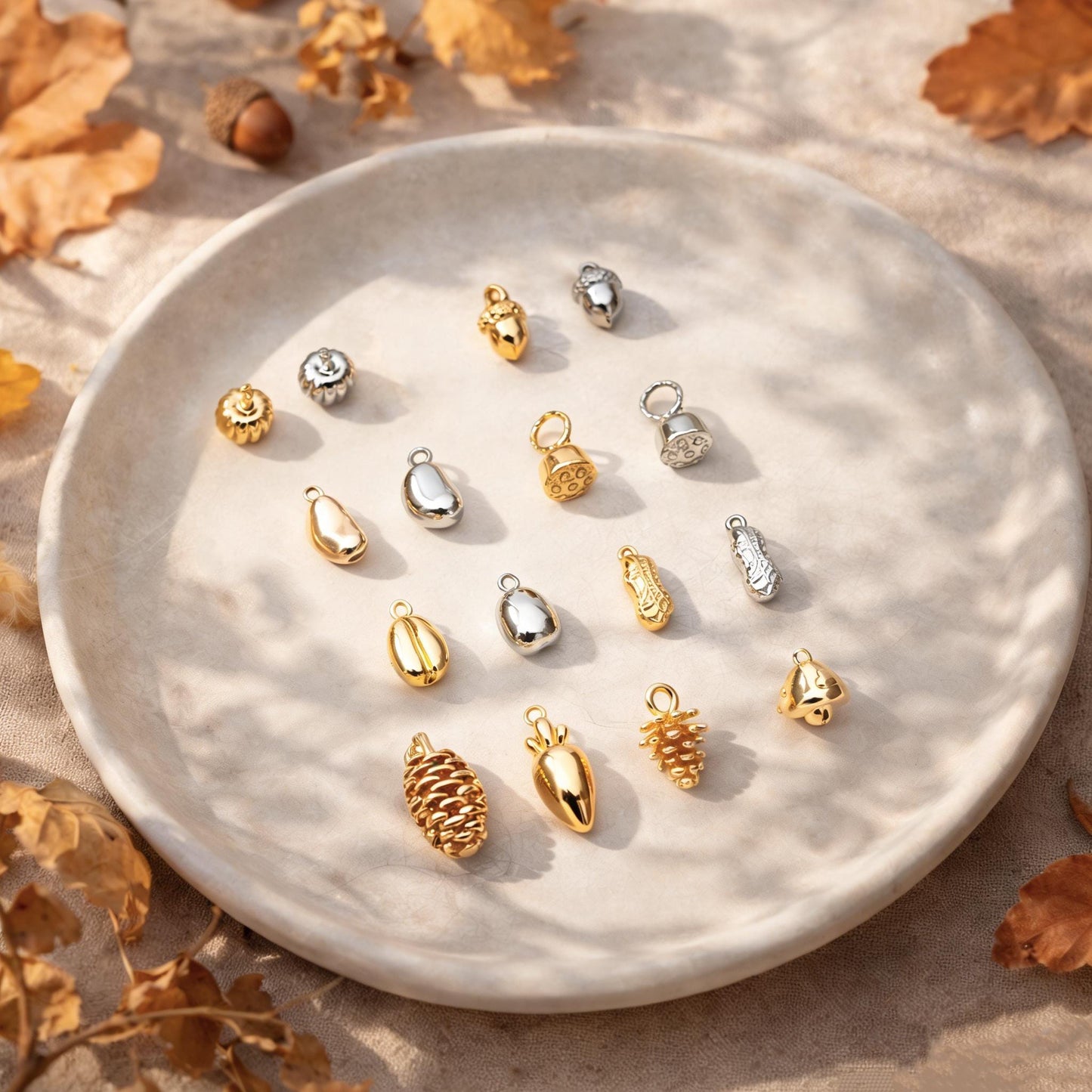 10pcs Gold/ Silver Nut Charms , 18K Gold/ Rhodium plated Brass, Jewelry Making, Diy Material, Jewelry Supplies (GB-4589)