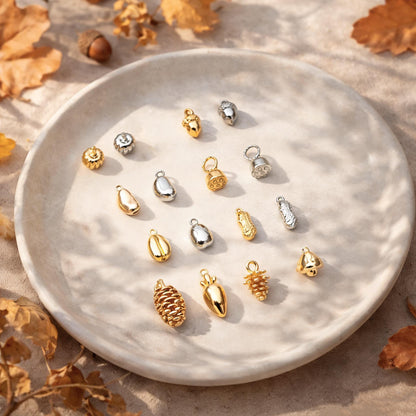 10pcs Gold/ Silver Nut Charms , 18K Gold/ Rhodium plated Brass, Jewelry Making, Diy Material, Jewelry Supplies (GB-4589)