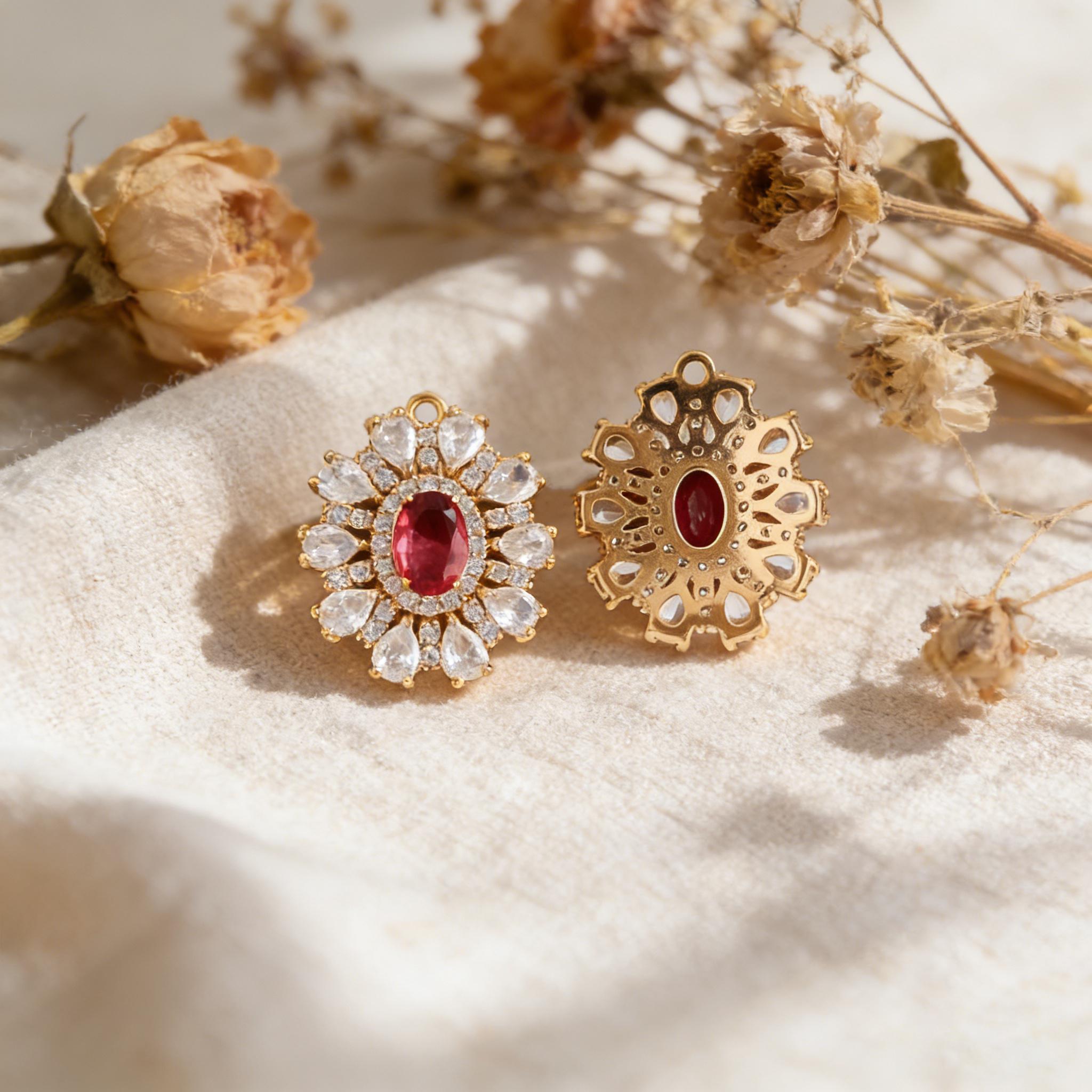 4pcs CZ Pave Gold Earring Charm, Cubic Drop Pendant, Cubic Charm, Bridal Earring, Wedding Jewelry, Wedding Earrings Charm (GB-3011)