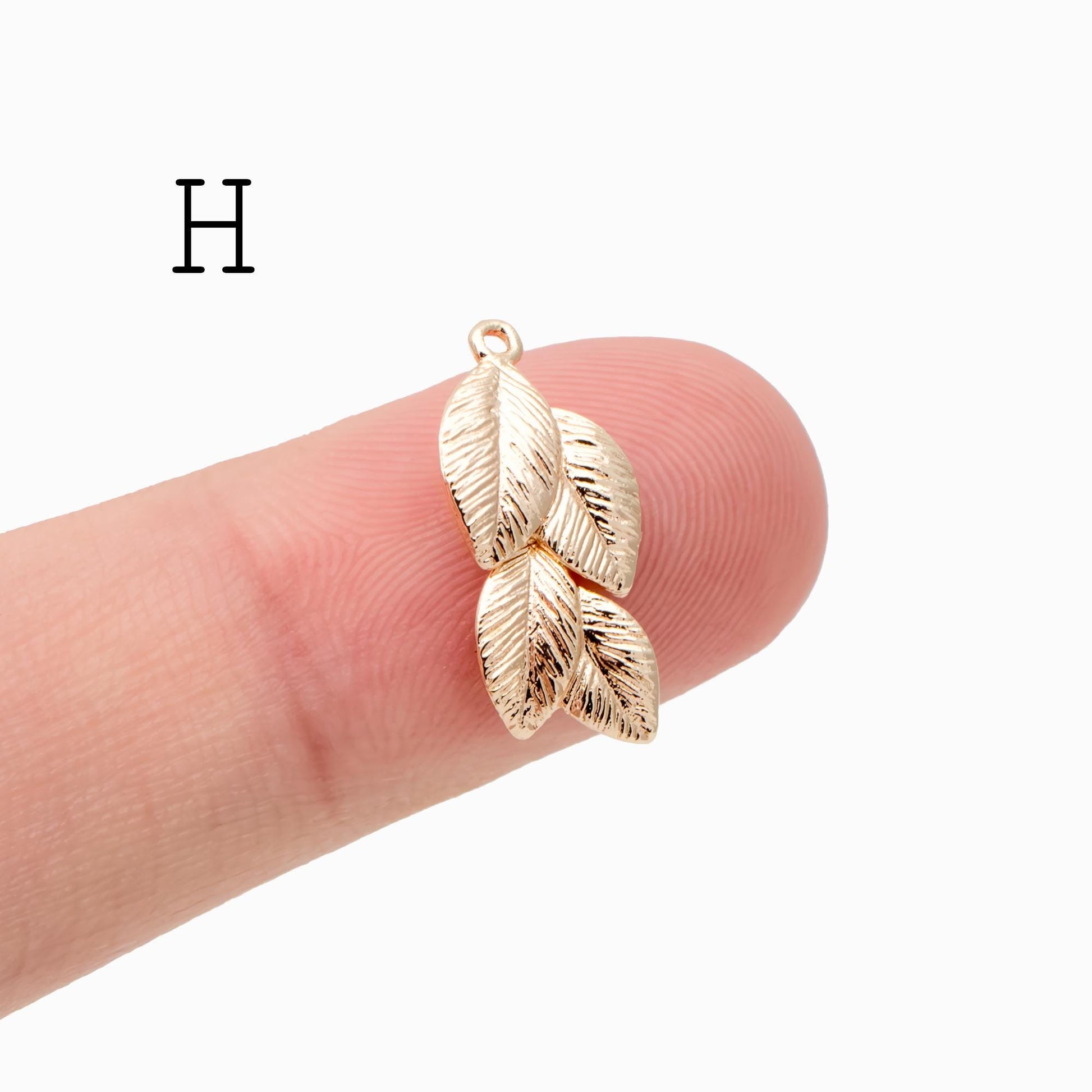 10pcs Gold/ Silver Tone Leaf Charms, Real Gold/ Rhodium plated Brass, Leaf Earring Pendants (GB-214)