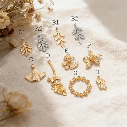10pcs Gold/ Silver Tone Leaf Charms, Real Gold/ Rhodium plated Brass, Leaf Earring Pendants (GB-214)