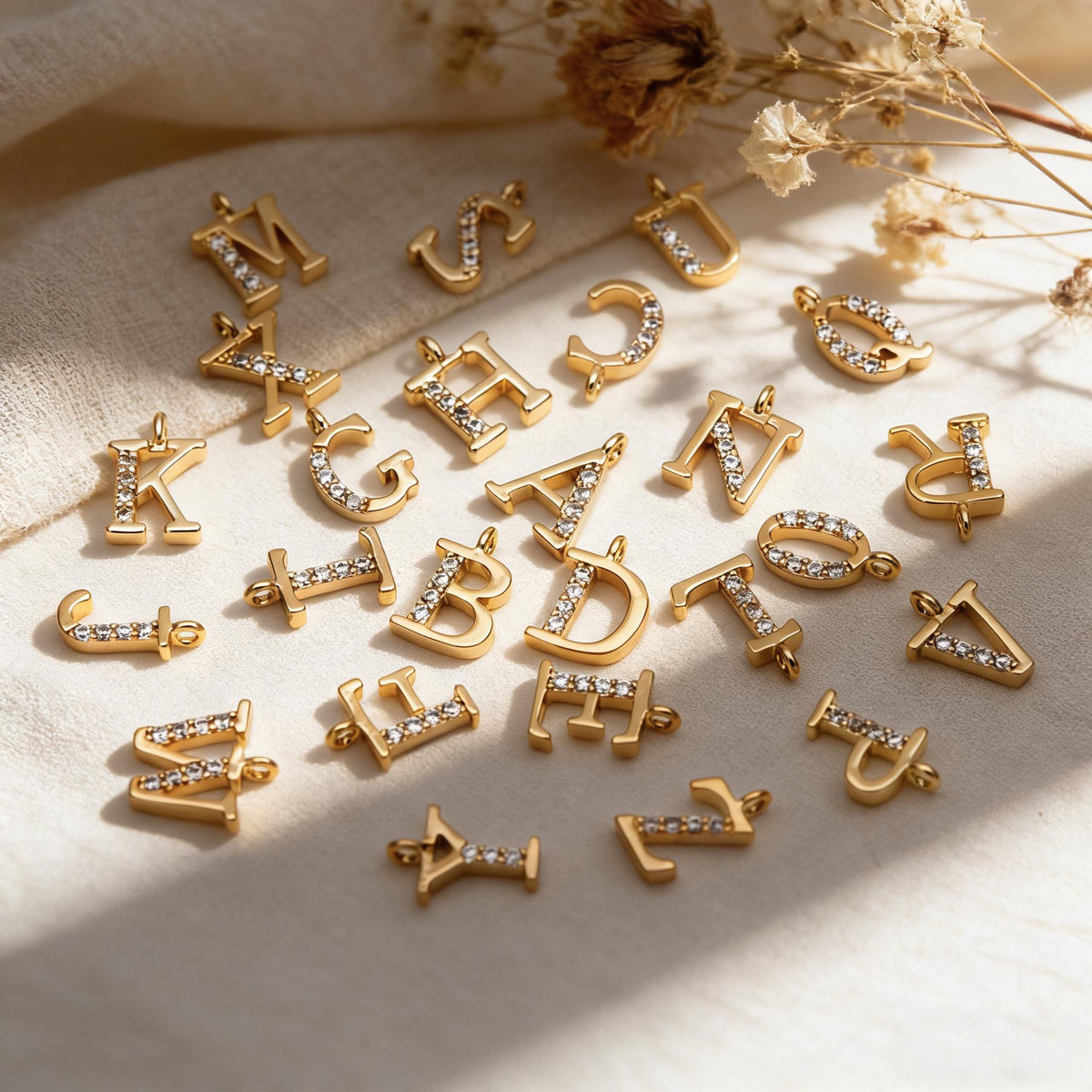 Gold Letter Charms for DIY Jewelry, Personalized Initial Necklace or Bracelet, Alphabet Charm, DIY Accessories (GB-723)