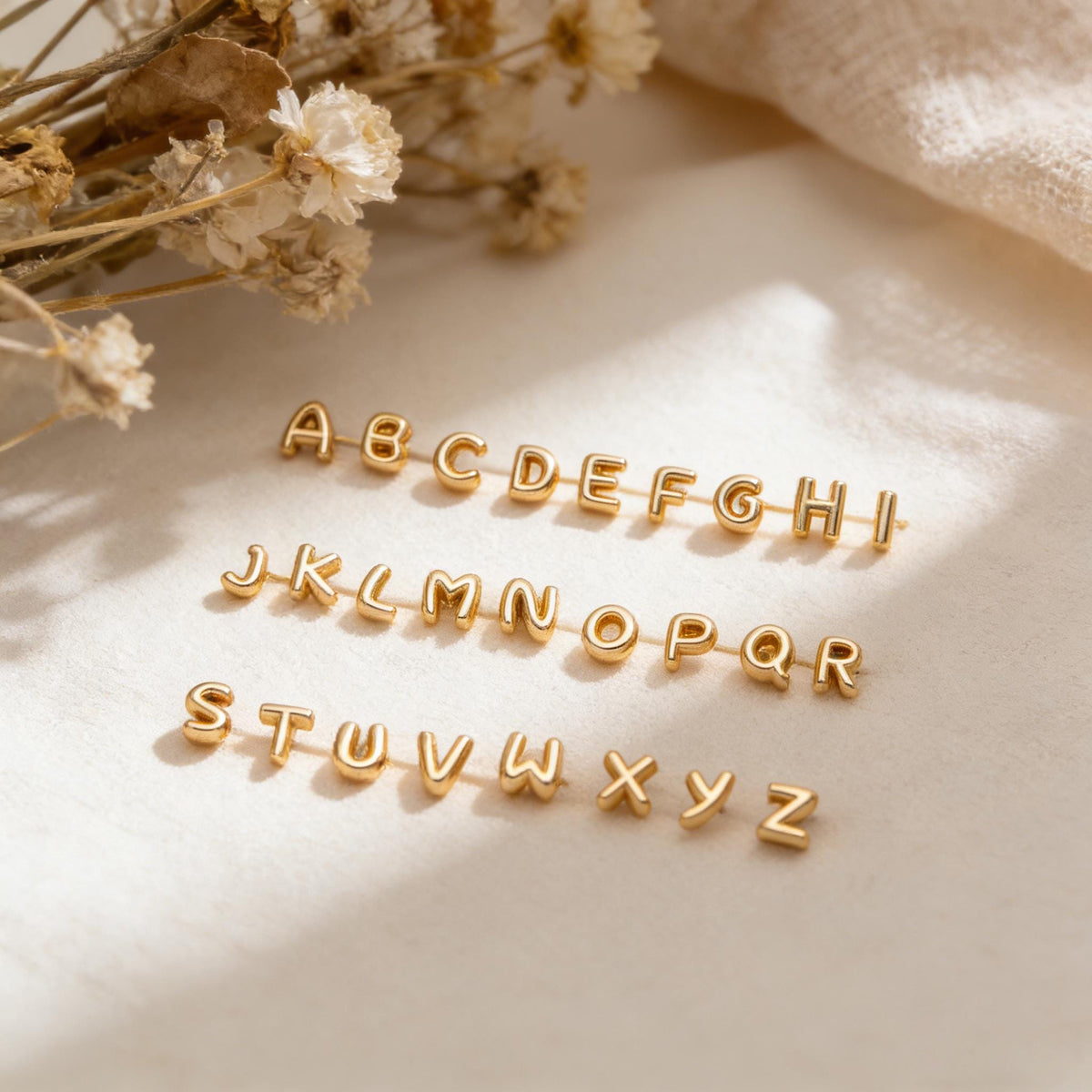 10pcs Gold Initial Stud Earrings, Mini Alphabet Letter Earrings, Wholesale Minimalist Jewelry, Dainty Personalized Ear Studs (GB-4221)