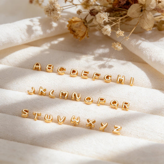 10pcs Gold Initial Stud Earrings, Mini Alphabet Letter Earrings, Wholesale Minimalist Jewelry, Dainty Personalized Ear Studs (GB-4221)