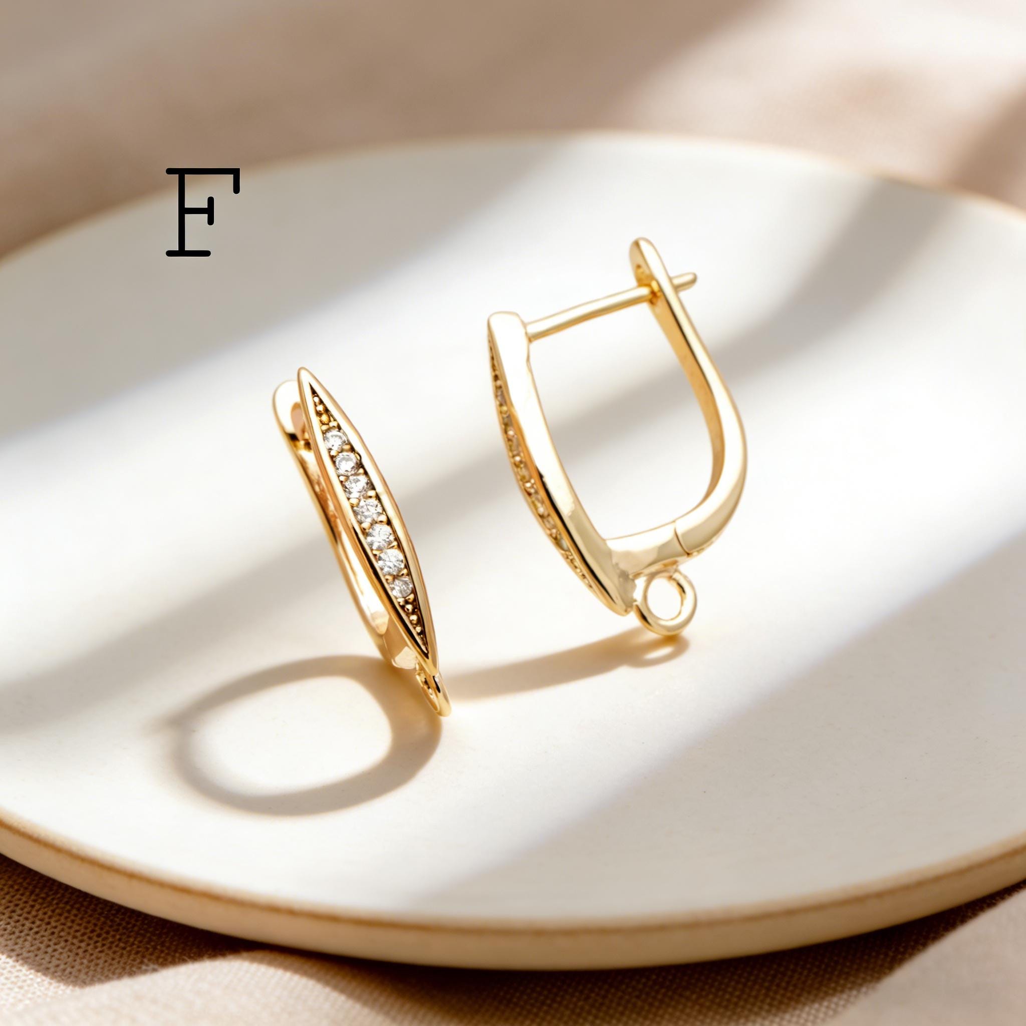 4pcs Gold Click-in Style Stud Earring, Leverback Earring with Loop, Earring Finding Wholesale (GB-3904)