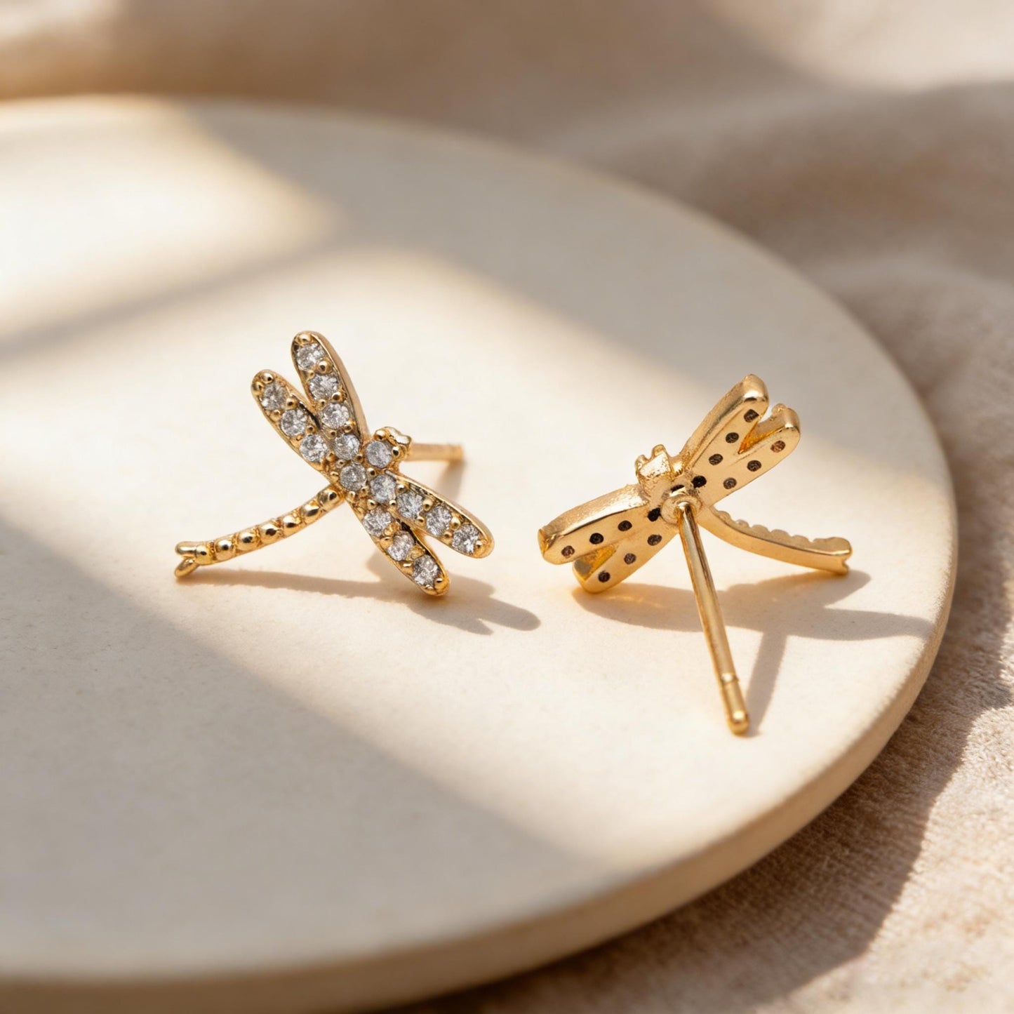 4pcs Gold/ Silver Dragonfly Earrings, Dianty Dragonfly Ear Studs, Jewelry Supplies (GB-3892)