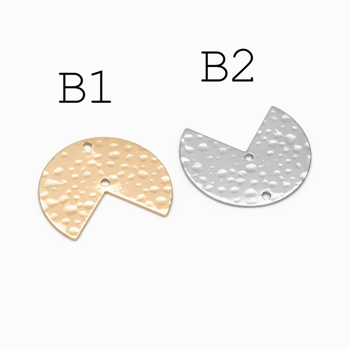 10pcs Gold/ Silver tone Hammered Geometric Charm Connectors, Gold/ Rhodium plated Brass Rustic Pendants (GB-654)