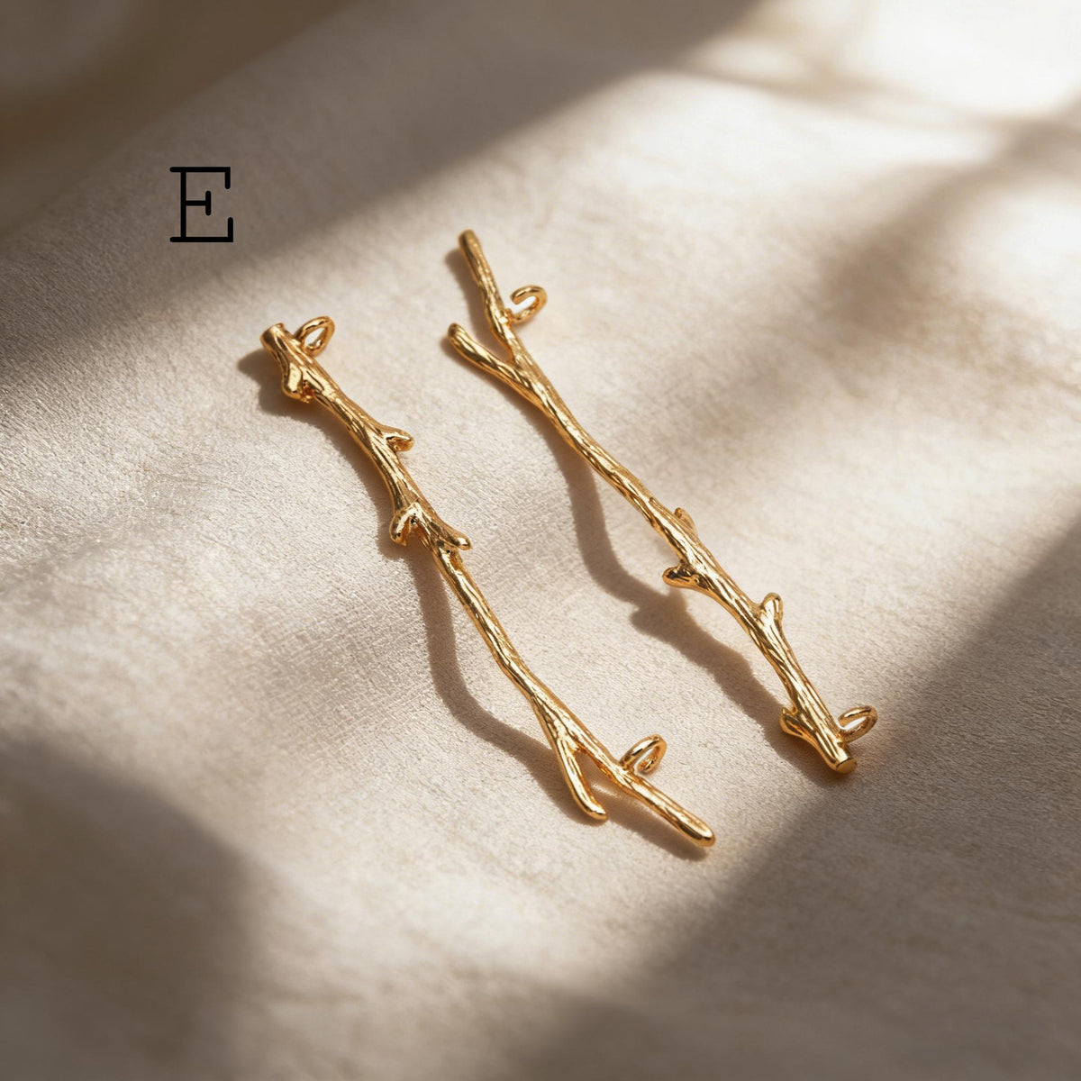 10pcs Gold/ Silver Tone Branch Connectors , Real Gold/ Rhodium plated Brass, Branch Pendants with Two Loops (GB-3622)