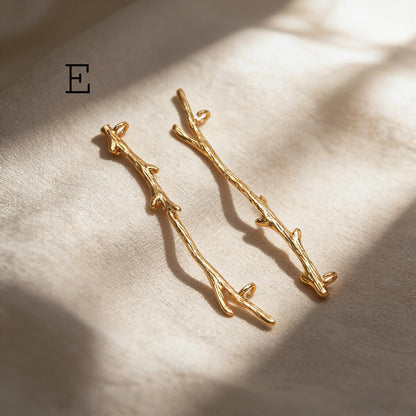 10pcs Gold/ Silver Tone Branch Connectors , Real Gold/ Rhodium plated Brass, Branch Pendants with Two Loops (GB-3622)
