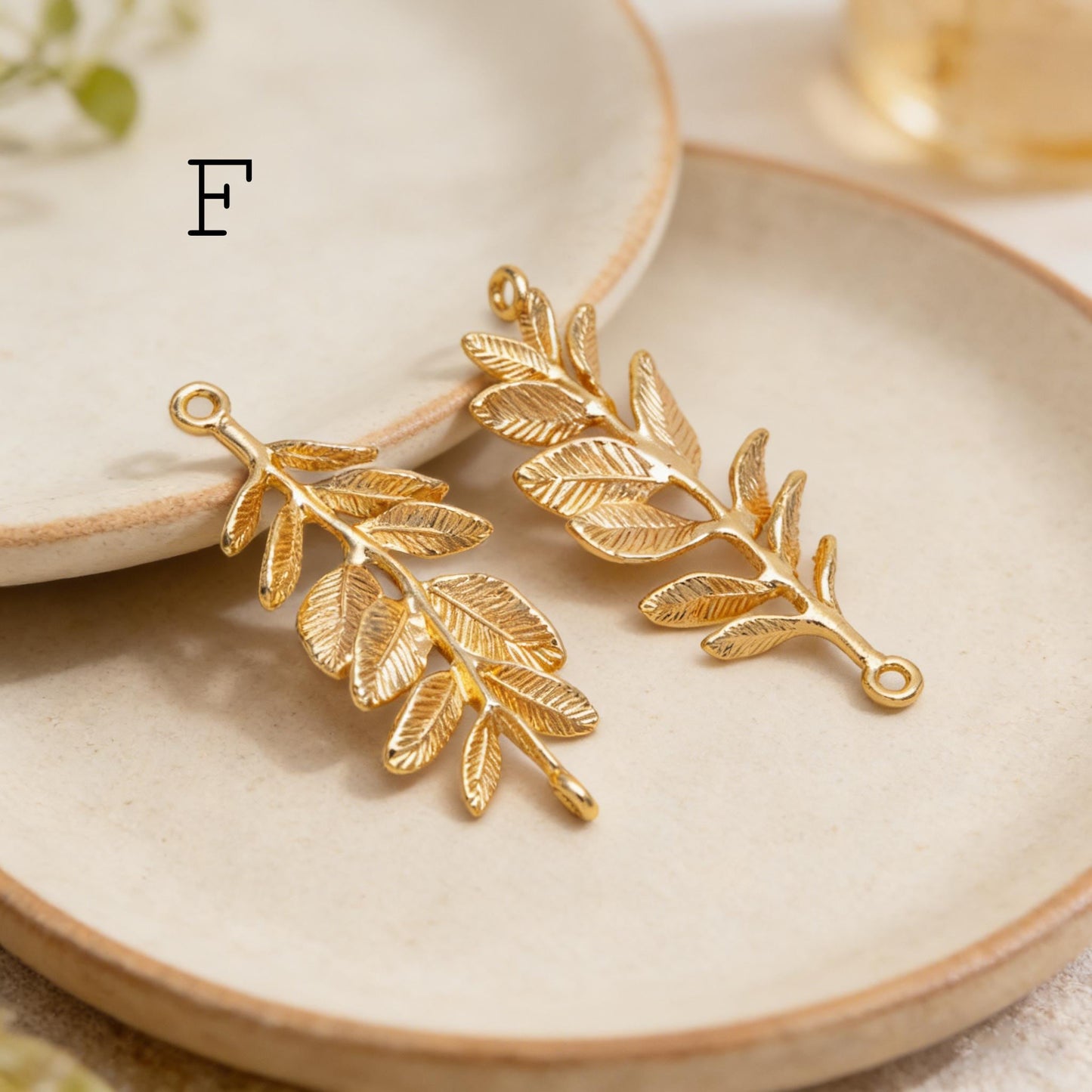 10pcs Gold/ Silver Tone Branch Connectors , Real Gold/ Rhodium plated Brass, Branch Pendants with Two Loops (GB-3622)