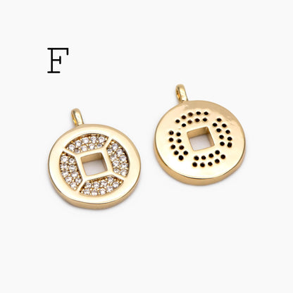 4pcs Gold Round Disc Charms , 18K Gold plated Brass, Jewelry Making, Diy Material, Jewelry Supplies (GB-3464)