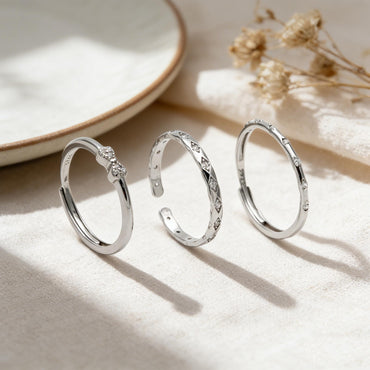 Minimalist Sterling Silver Ring, CZ Pave Adjustable Ring (#CY-057)/ 1 piece