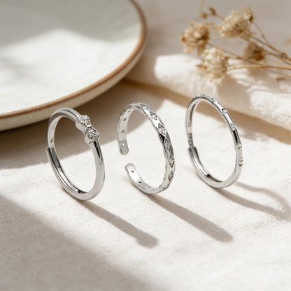 Minimalist Sterling Silver Ring, CZ Pave Adjustable Ring (#CY-057)/ 1 piece