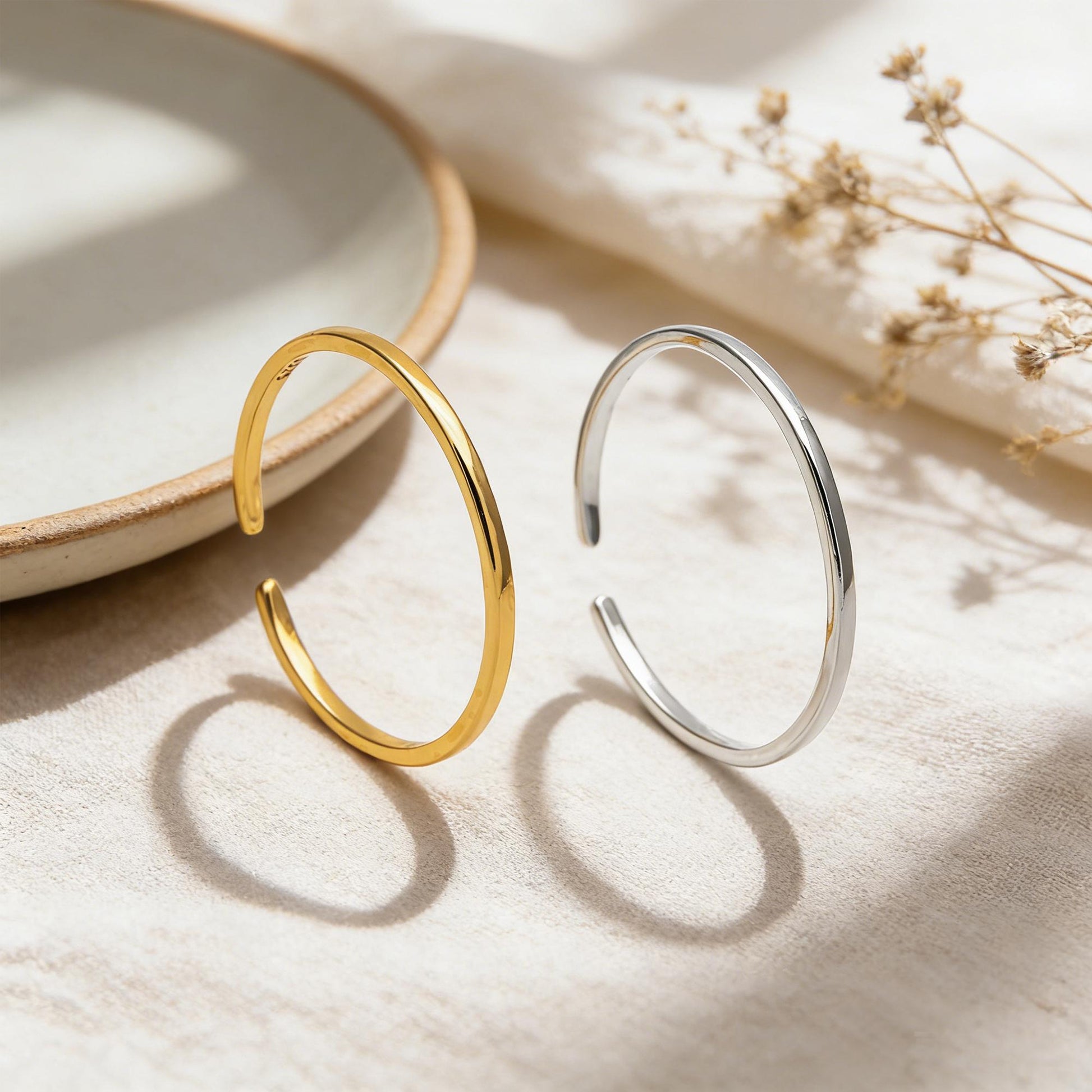 Sterling Silver Minimalist Ring, Dainty Gold/ Silver Adjustable Ring (#CY-058)/ 1 piece