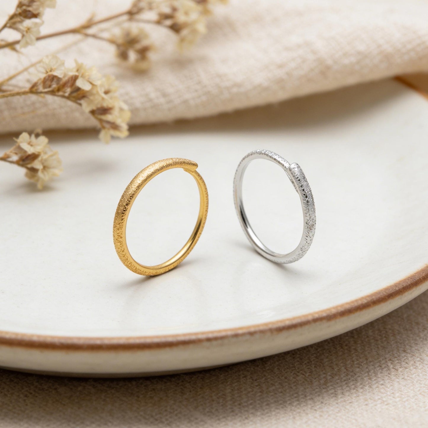Stardust Sterling Silver Finger Ring, Gold/ Silver Adjustable Minimalist Ring (#CY-059)/ 1 piece